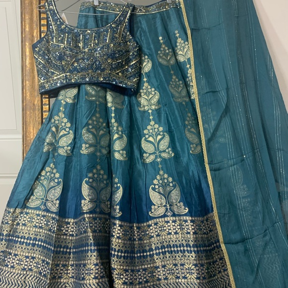 Pure banarsi silk lengha with hand embroidery blouse - Picture 2 of 10